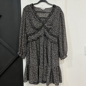 Wild Jasmine Floral V-Neck Semi Sheer Longsleeve Dress Size 2XL Plus